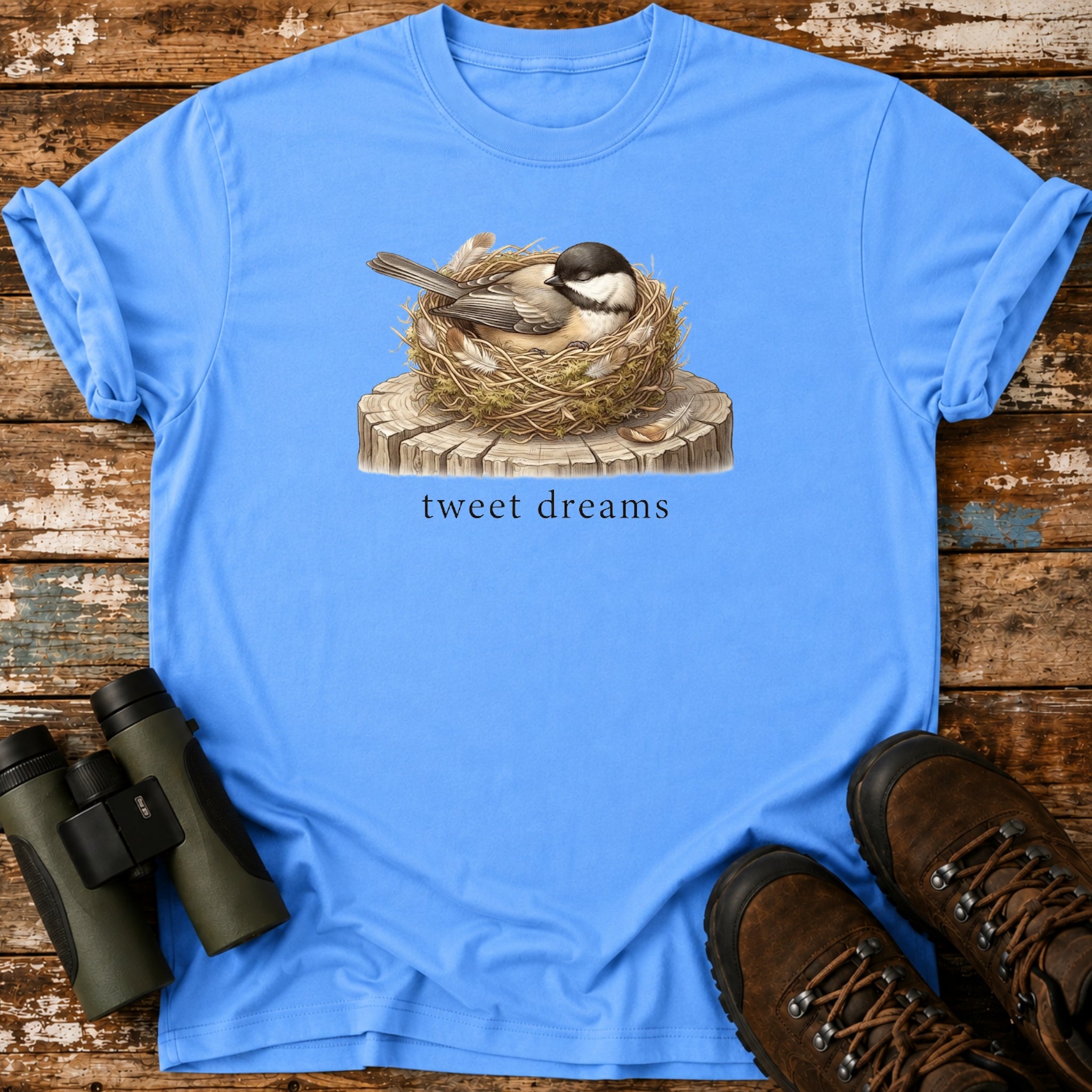 Tweet Dreams Sleeping Black-Capped Chickadee Birding T-Shirt
