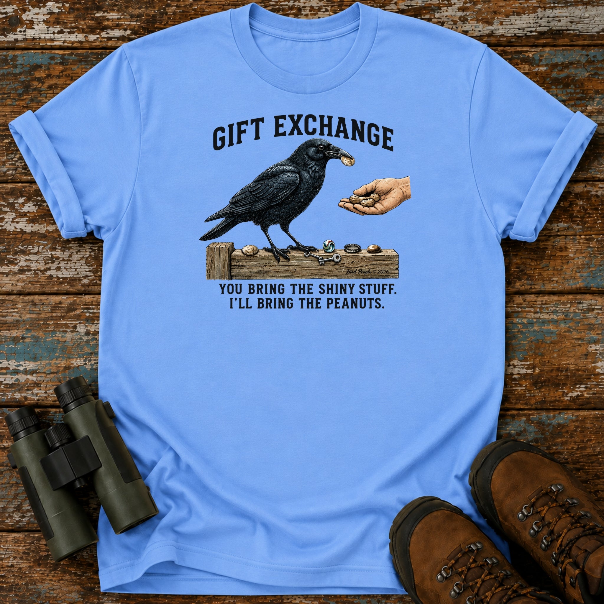 Gift Exchange Crow Birding Humor T-Shirt