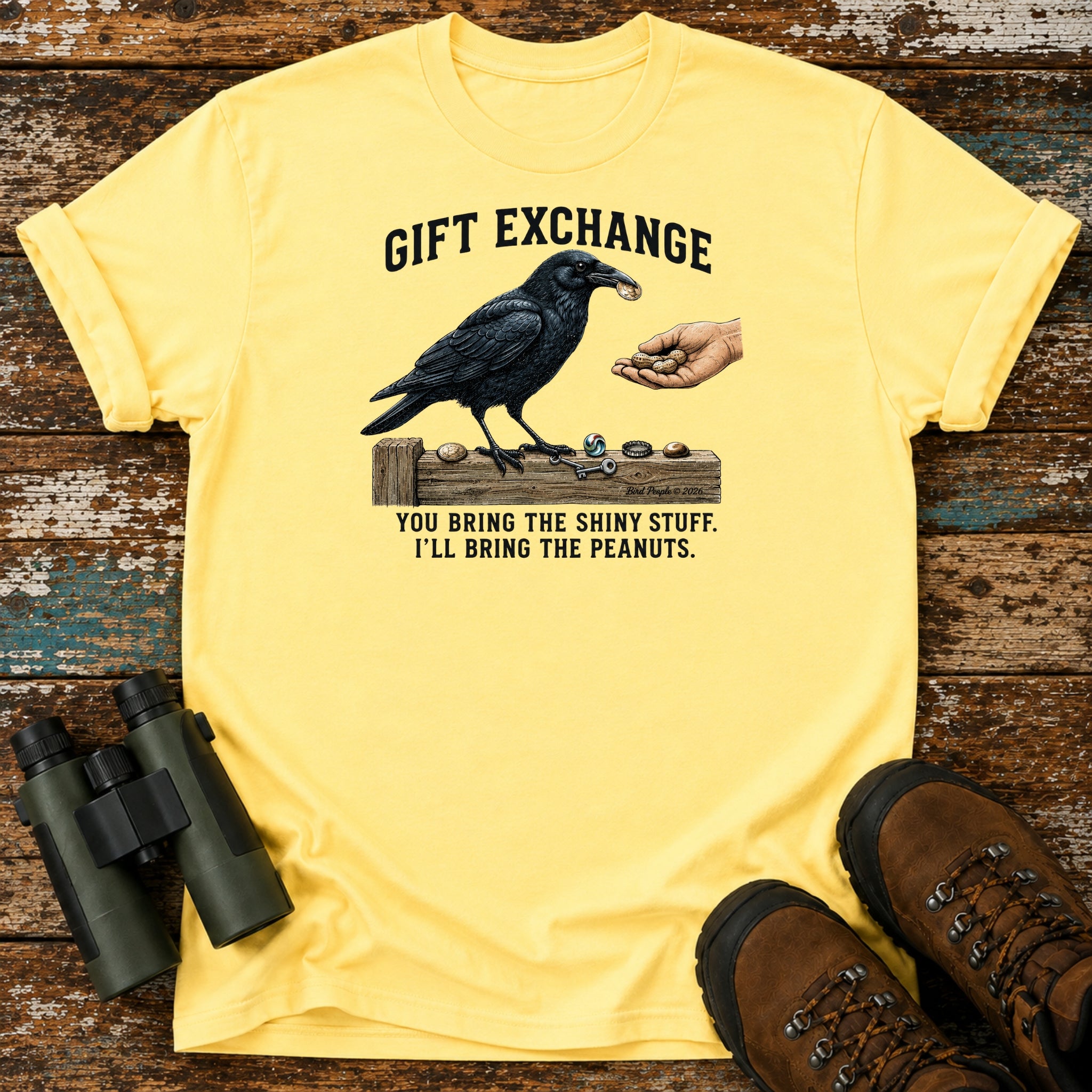 Gift Exchange Crow Birding Humor T-Shirt