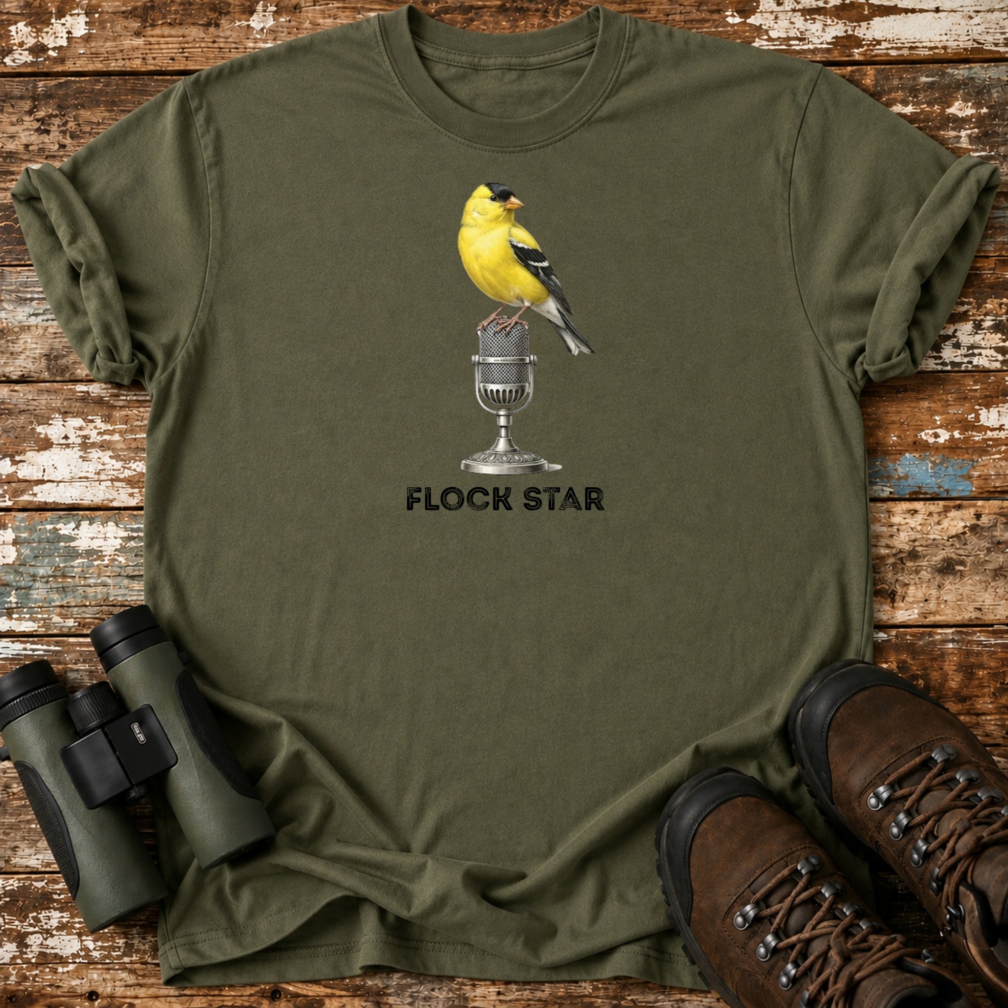 Flock Star American Goldfinch Funny Birding T-Shirt