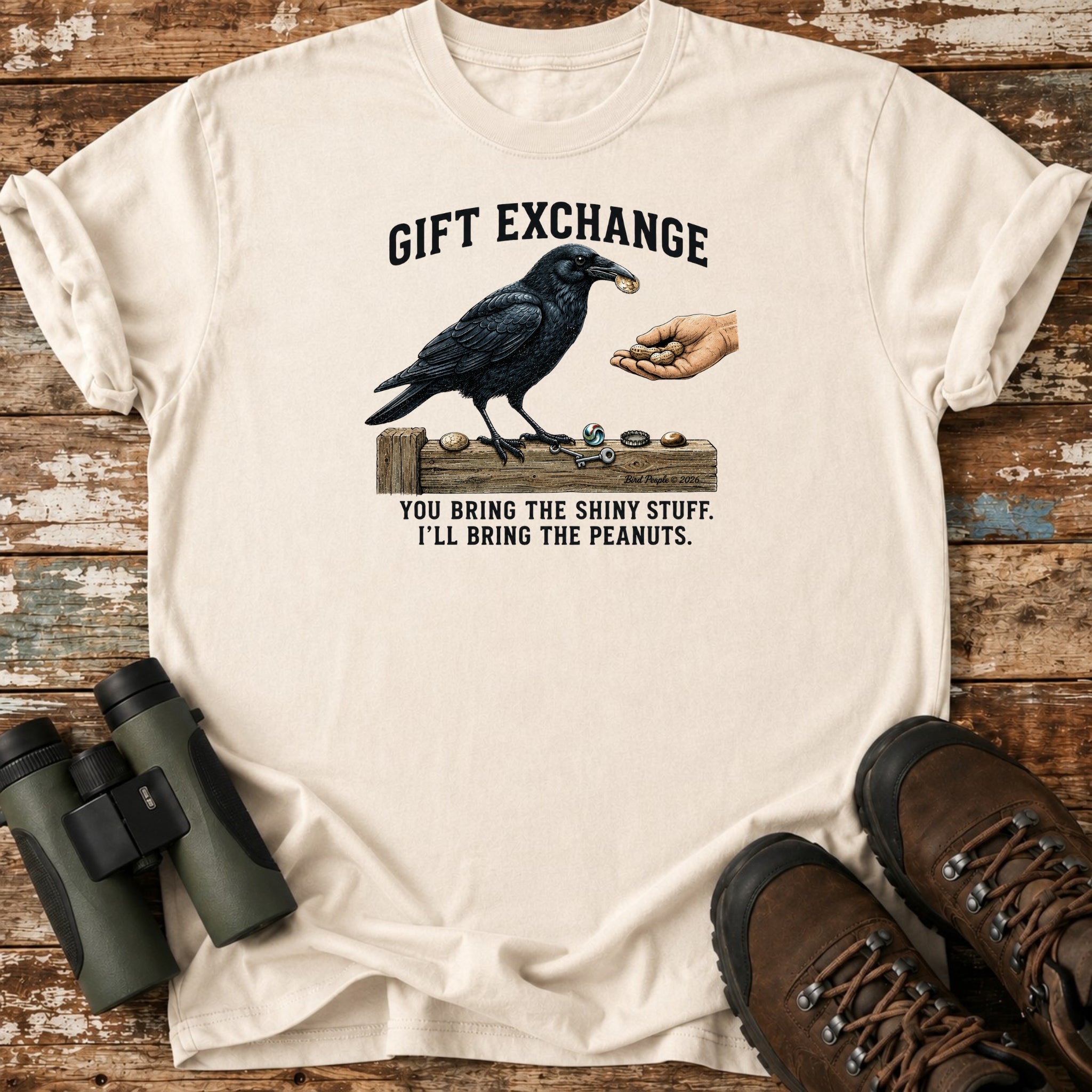 Gift Exchange Crow Birding Humor T-Shirt