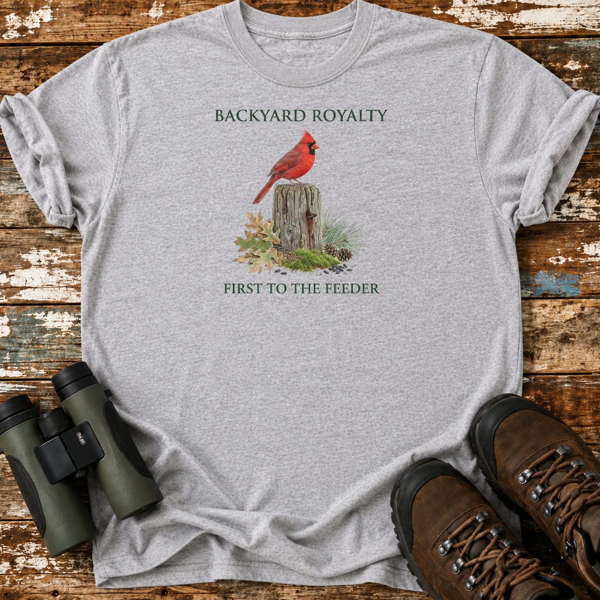Backyard Royalty Northern Cardinal Birding T-Shirt
