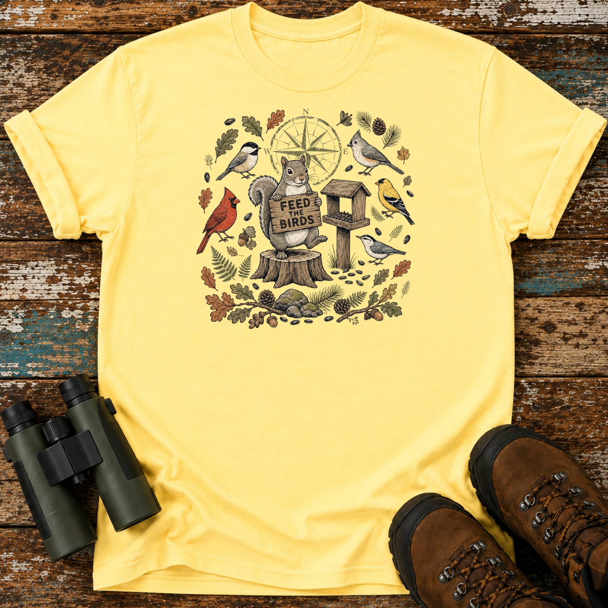 Feed The Birds Squirrel Backyard Birding T-Shirt