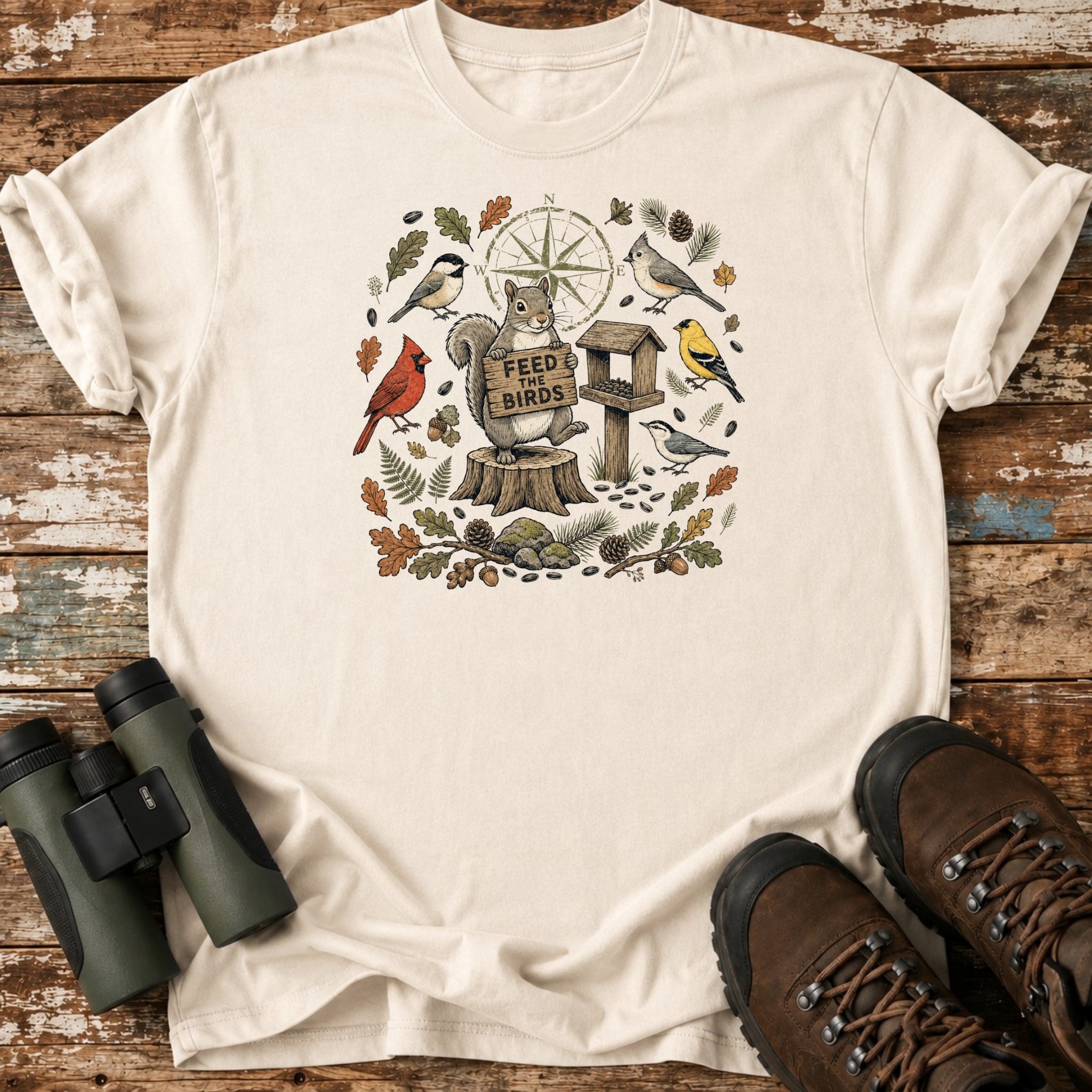 Feed The Birds Squirrel Backyard Birding T-Shirt