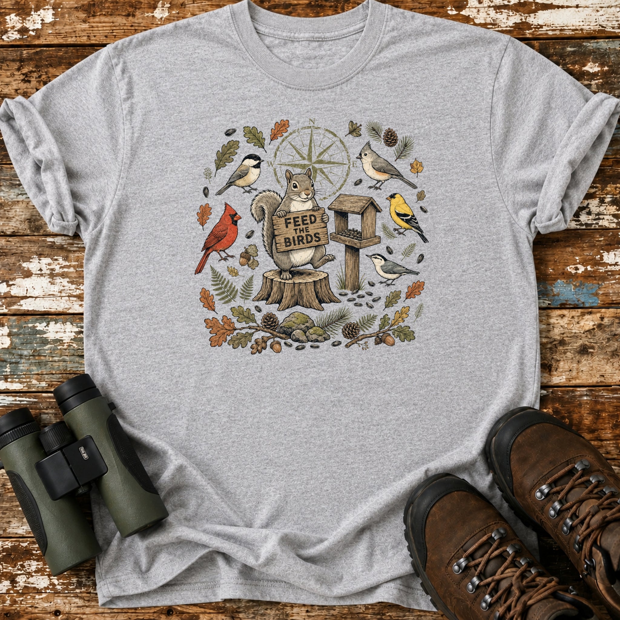 Feed The Birds Squirrel Backyard Birding T-Shirt