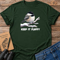 Fluffy Black-Capped Chickadee Winter Birding T-Shirt