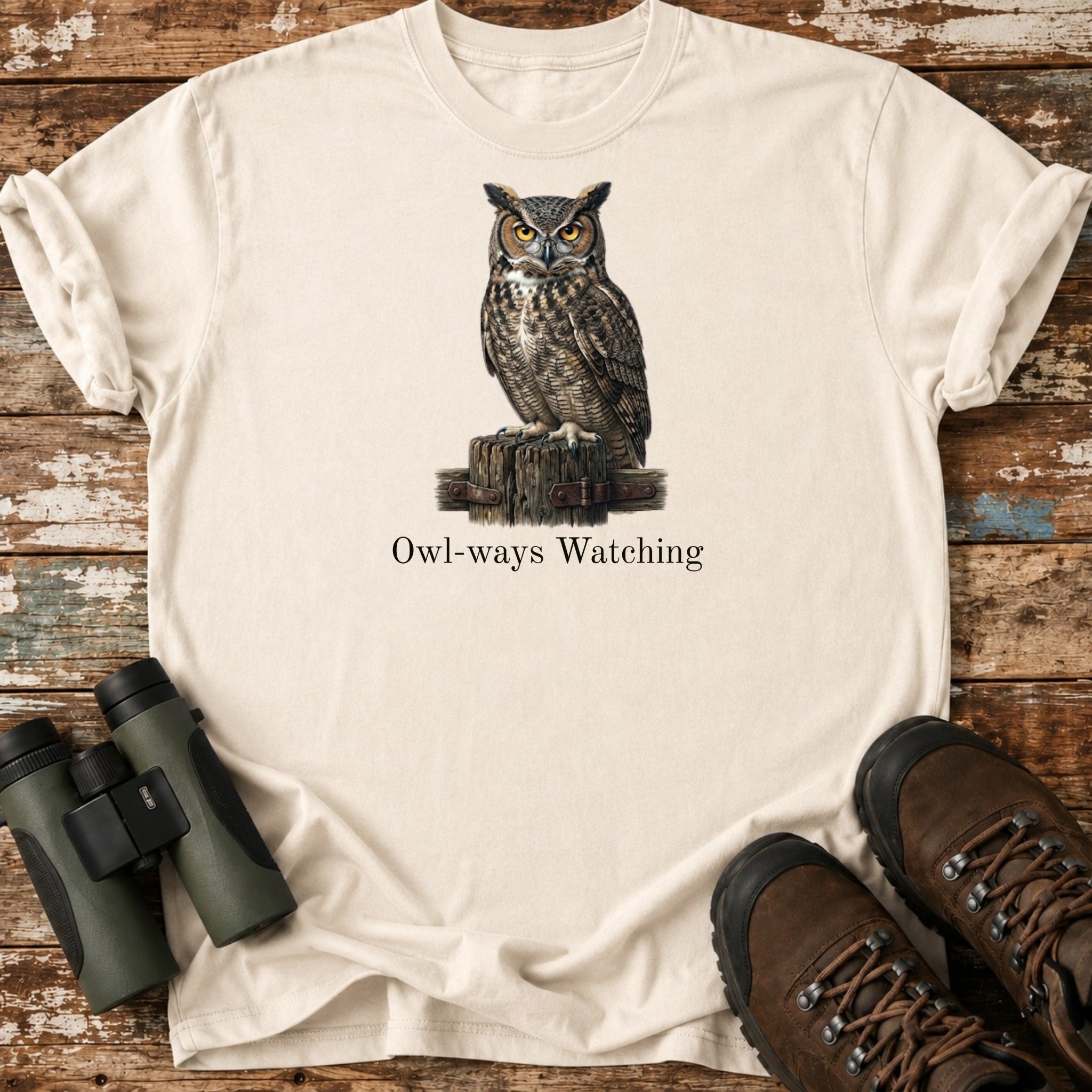 Owl-ways Watching – Funny Owl Birding T-Shirt