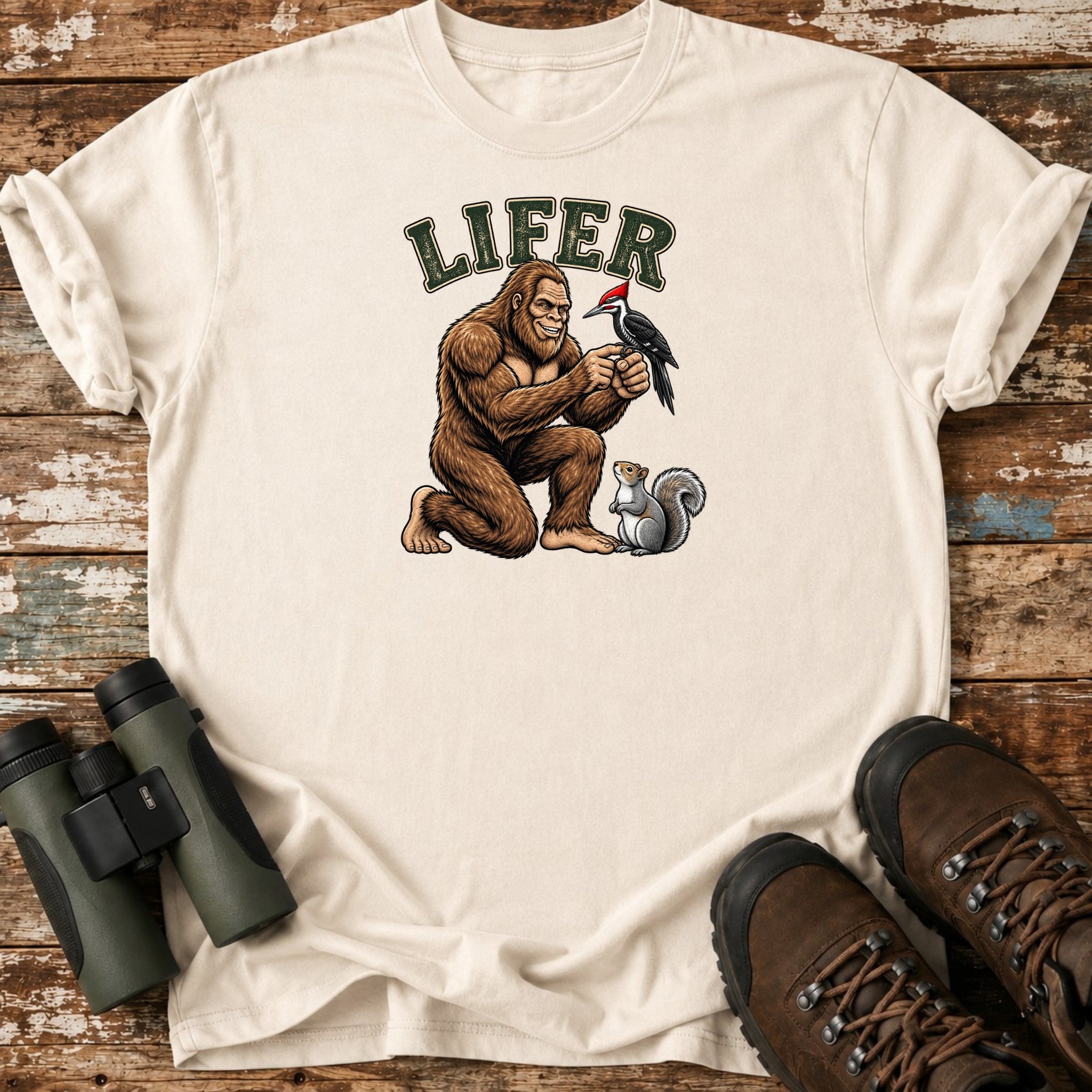 Bigfoot Lifer Pileated Woodpecker Birding T-Shirt