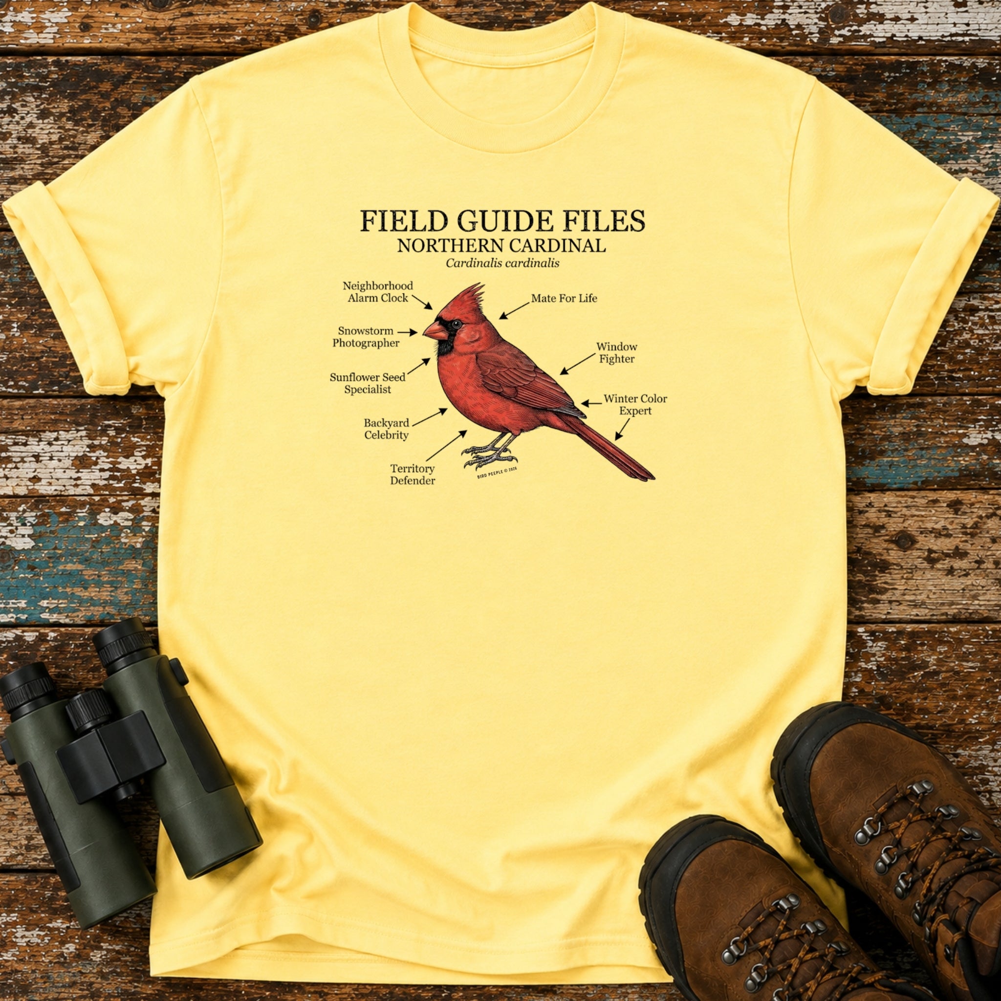 Field Guide Files Northern Cardinal Birding T-Shirt