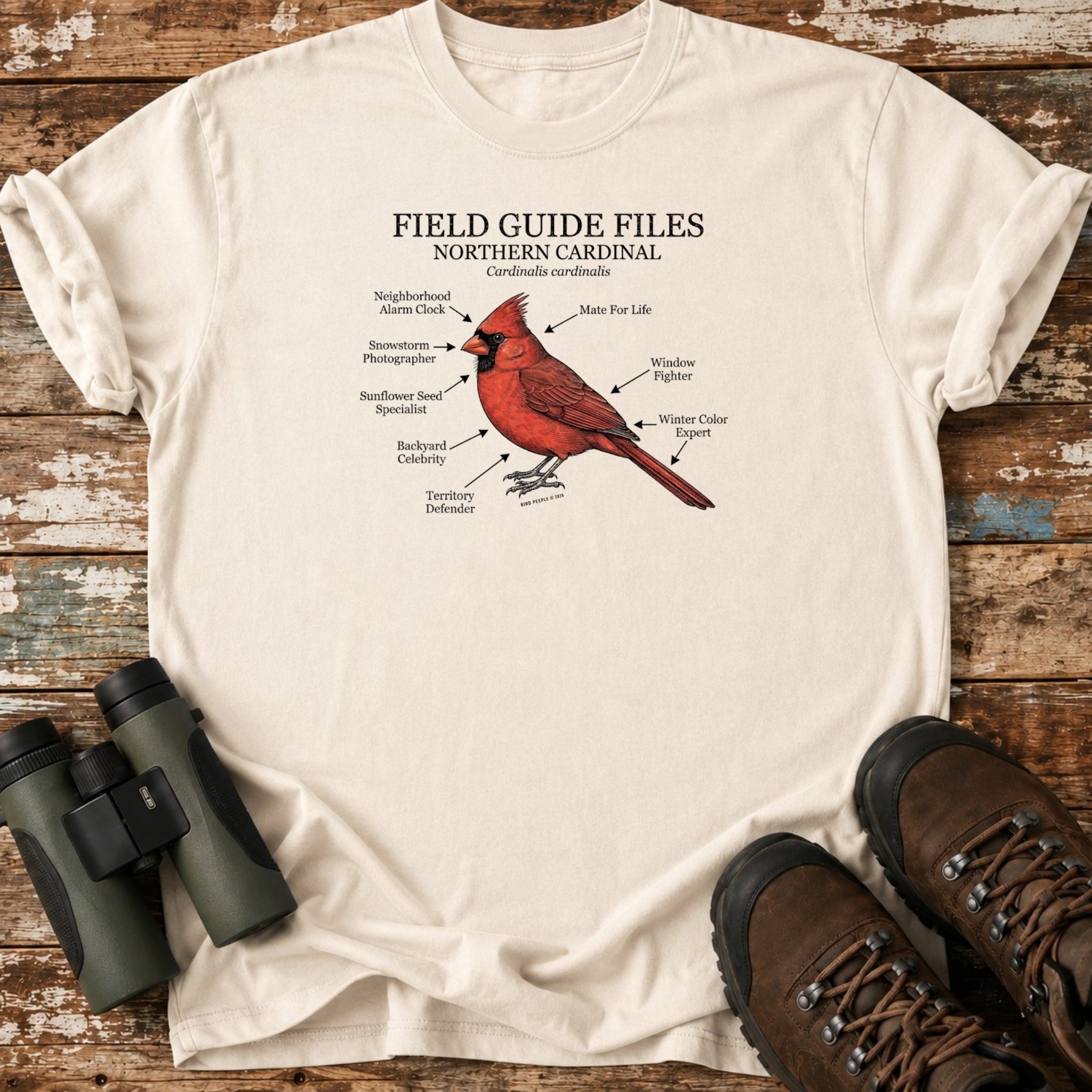 Field Guide Files Northern Cardinal Birding T-Shirt
