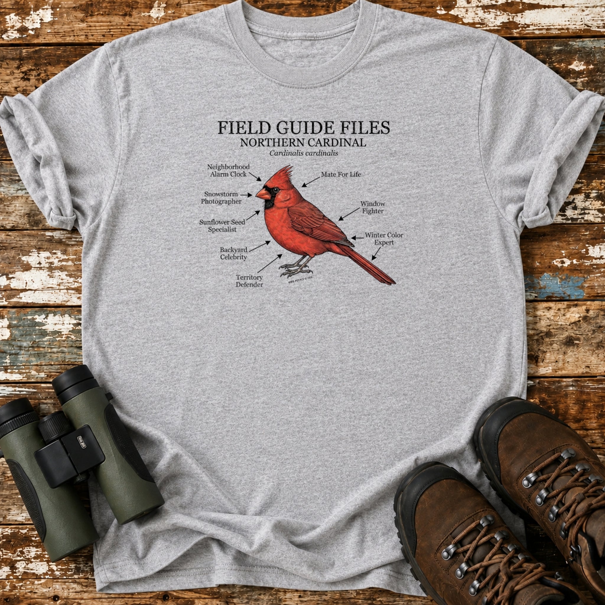 Field Guide Files Northern Cardinal Birding T-Shirt