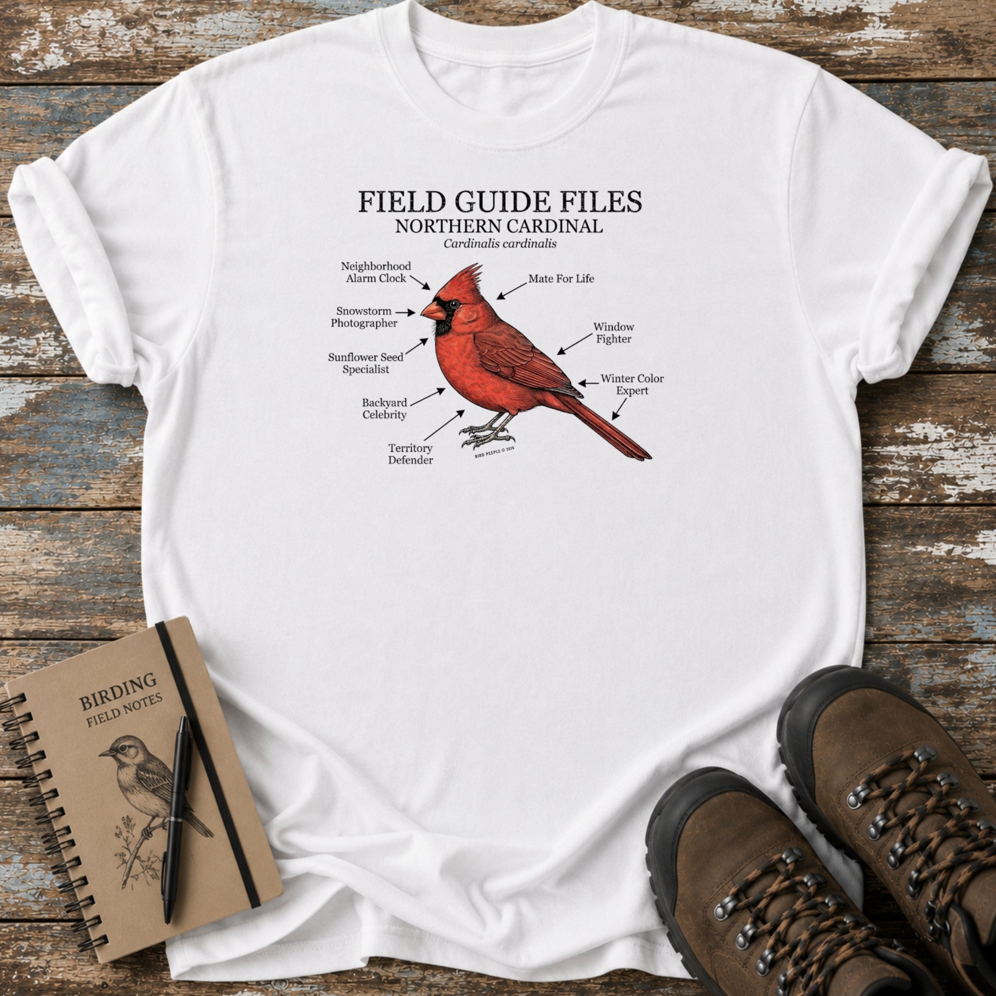 Field Guide Files Northern Cardinal Birding T-Shirt