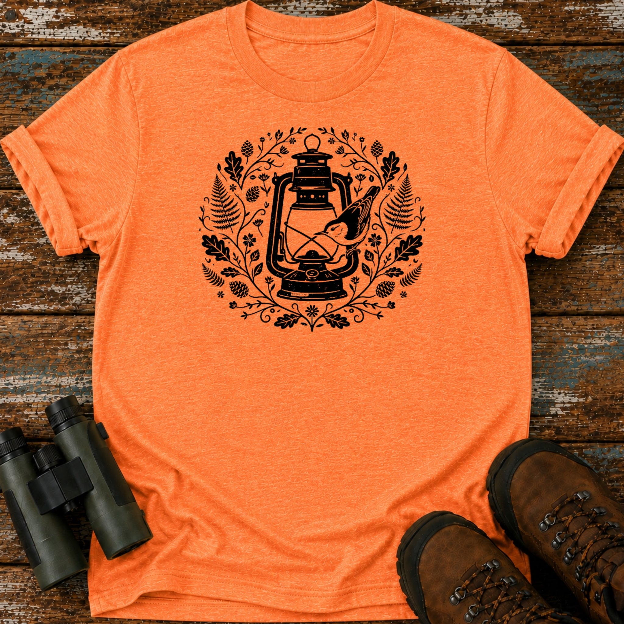 Boho White-Breasted Nuthatch Lantern Birding T-Shirt