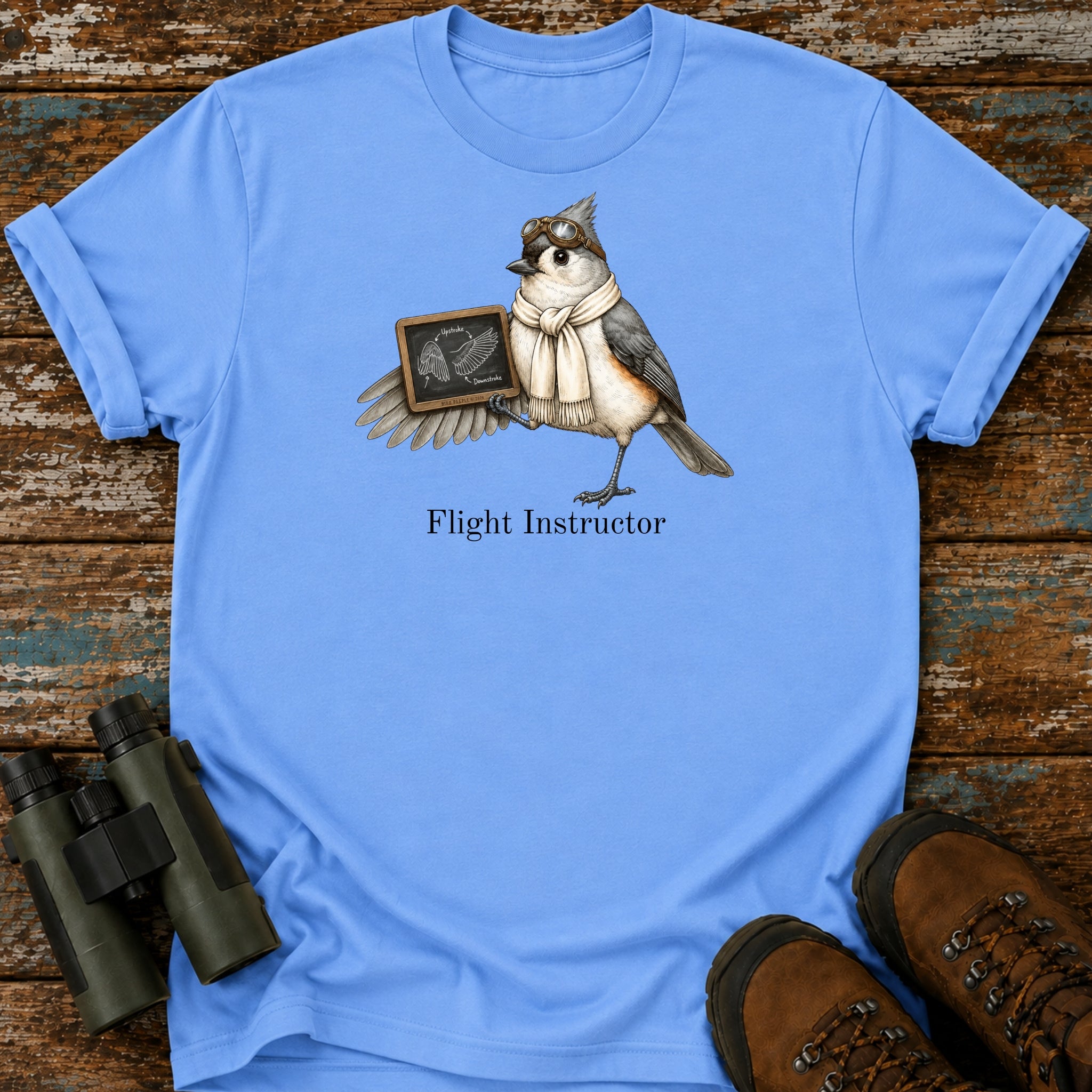 Flight Instructor Tufted Titmouse T-Shirt – Funny Vintage Aviator Tee