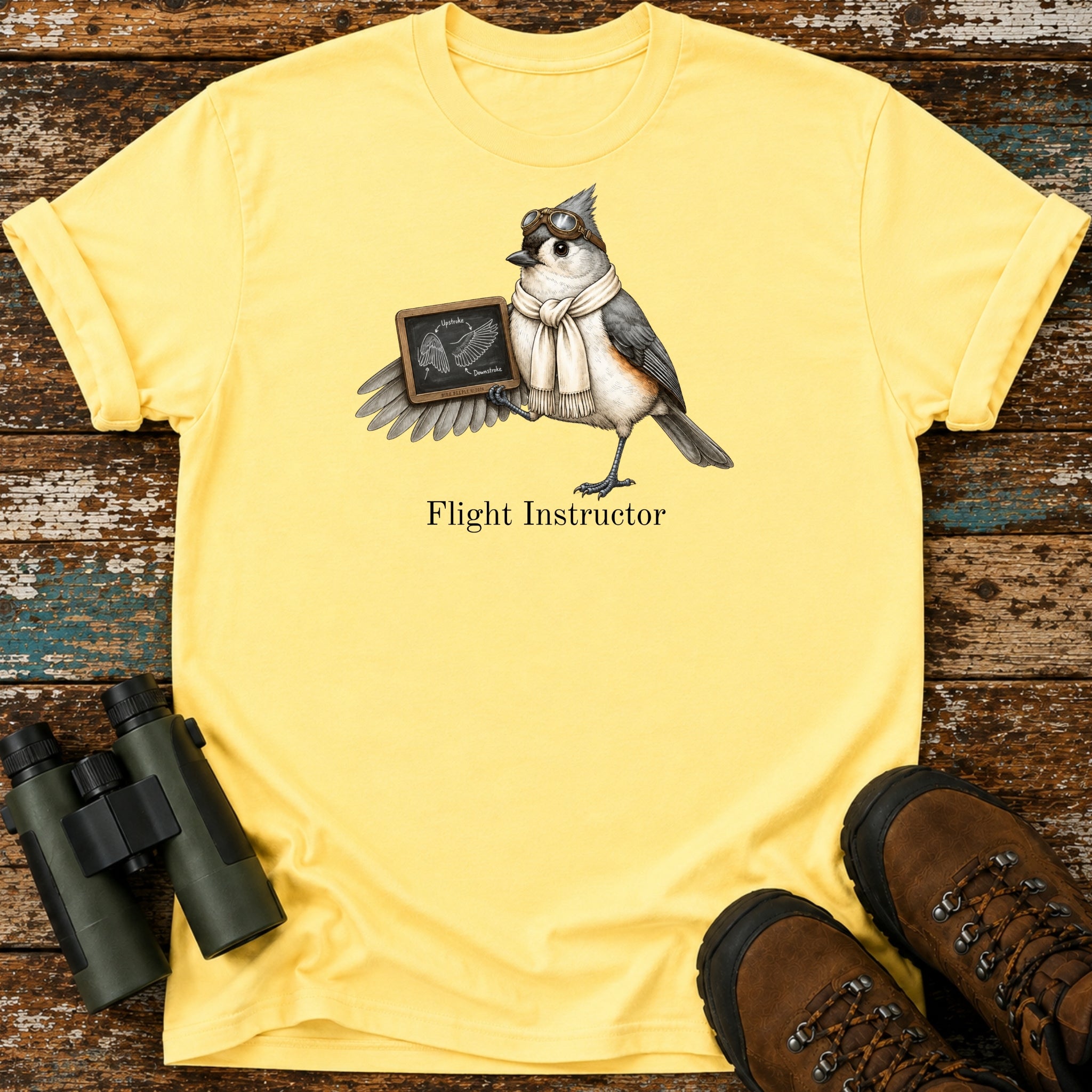 Flight Instructor Tufted Titmouse T-Shirt – Funny Vintage Aviator Tee