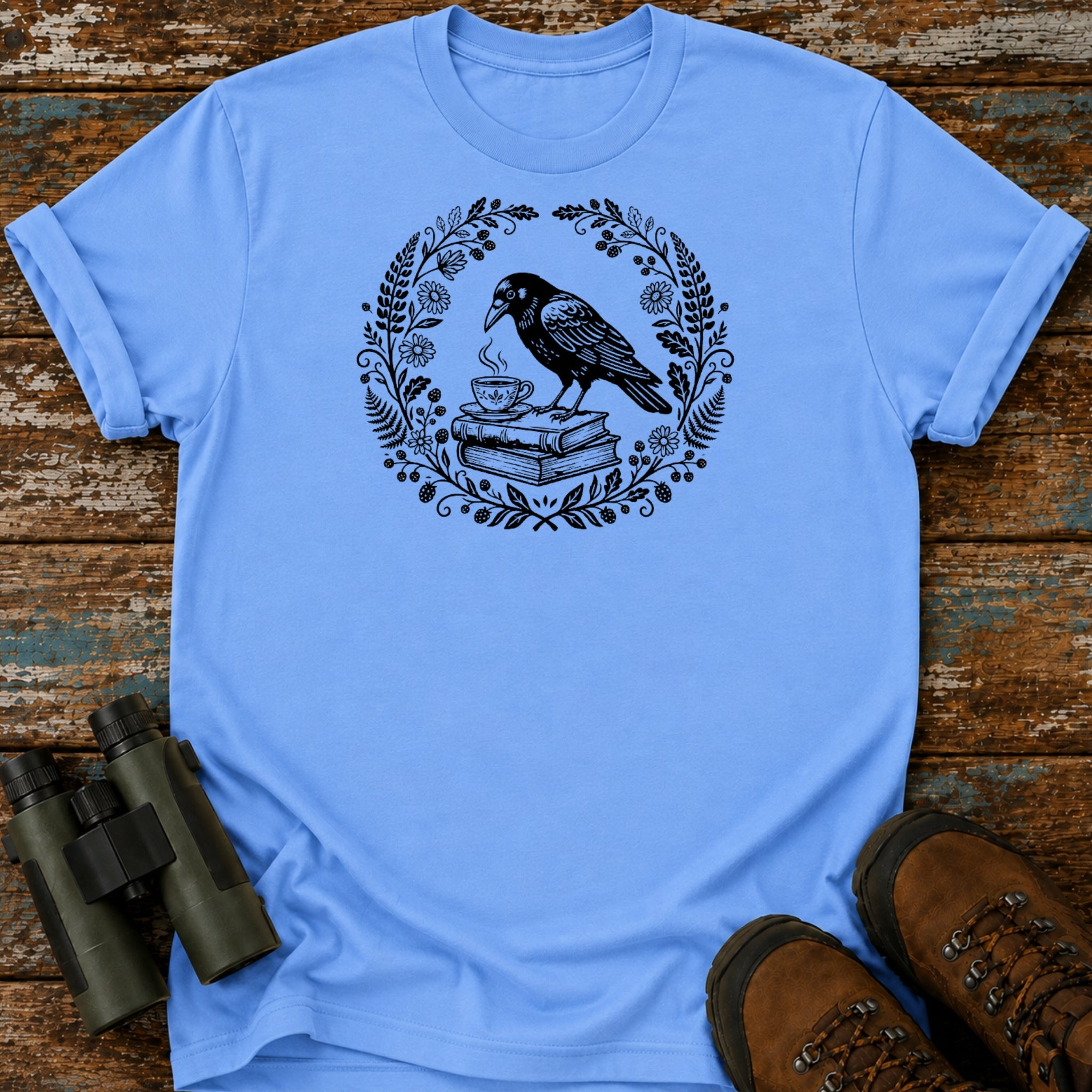 Boho Crow T-Shirt – Books & Tea Botanical Nature Tee