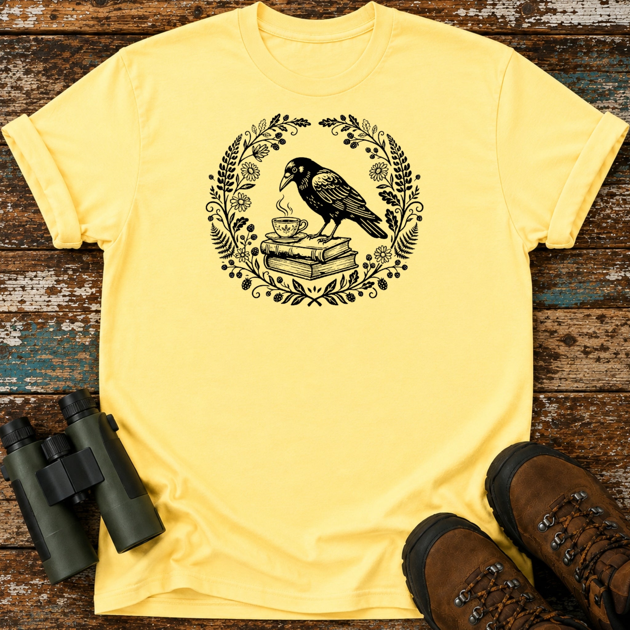 Boho Crow T-Shirt – Books & Tea Botanical Nature Tee