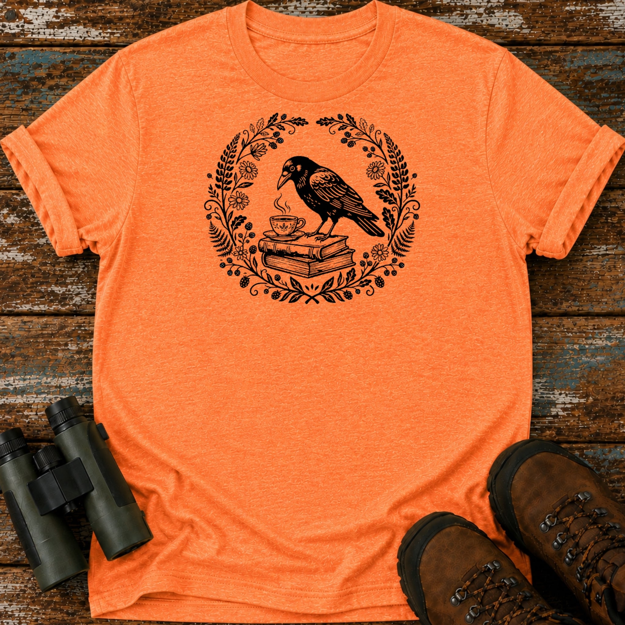 Boho Crow T-Shirt – Books & Tea Botanical Nature Tee