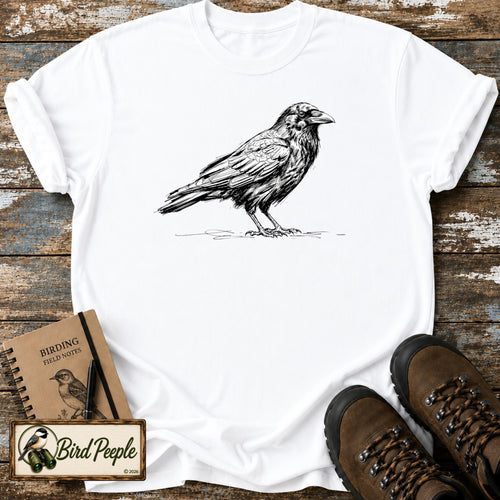 American Crow Field Sketch T-Shirt – Minimalist Birding Tee