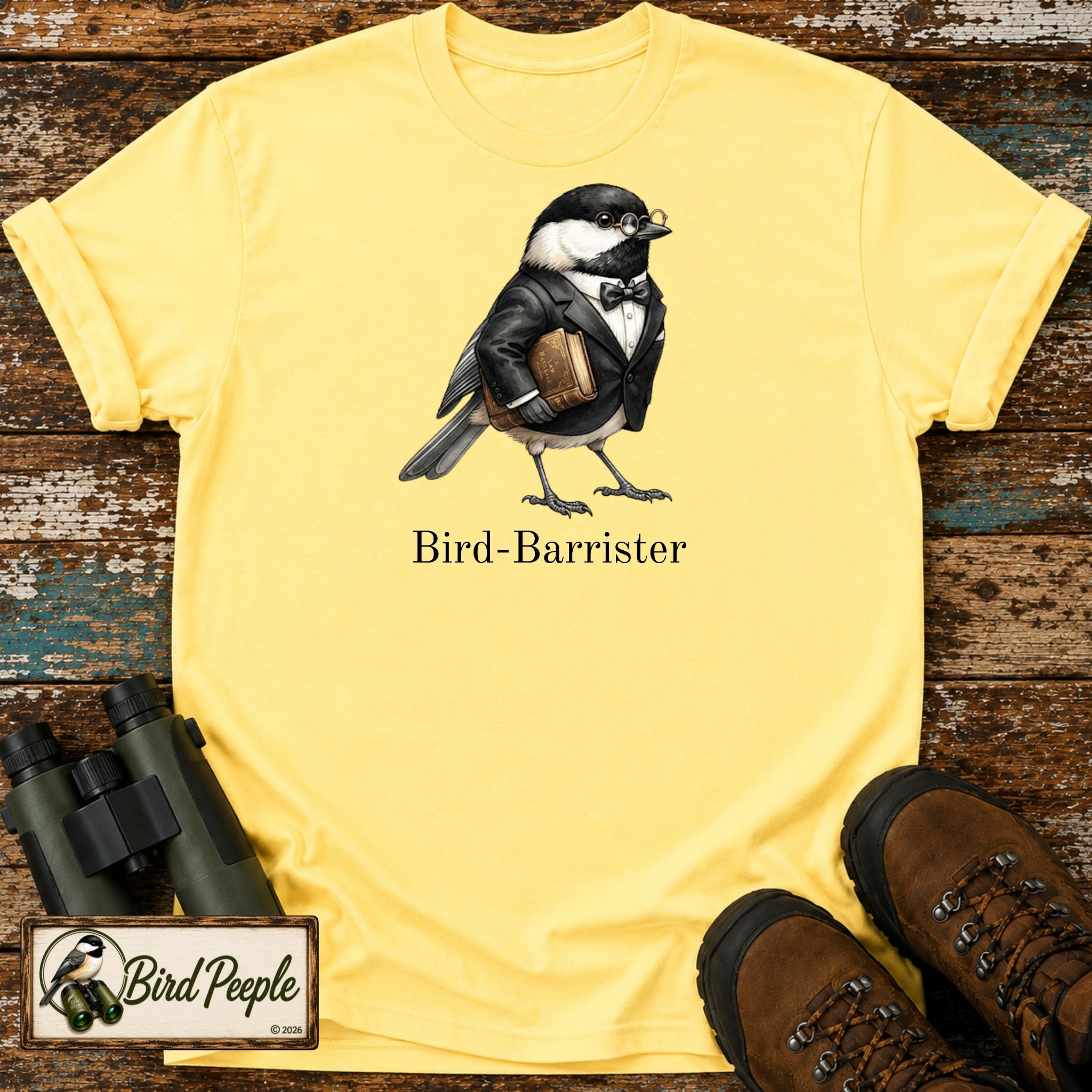 Bird-Barrister T-Shirt – Funny Lawyer Chickadee Tee