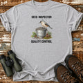 Seed Inspector Quality Control T-Shirt, Funny Titmouse Birdwatching Shirt, Backyard Birder Gift, Tufted Titmouse Tee
