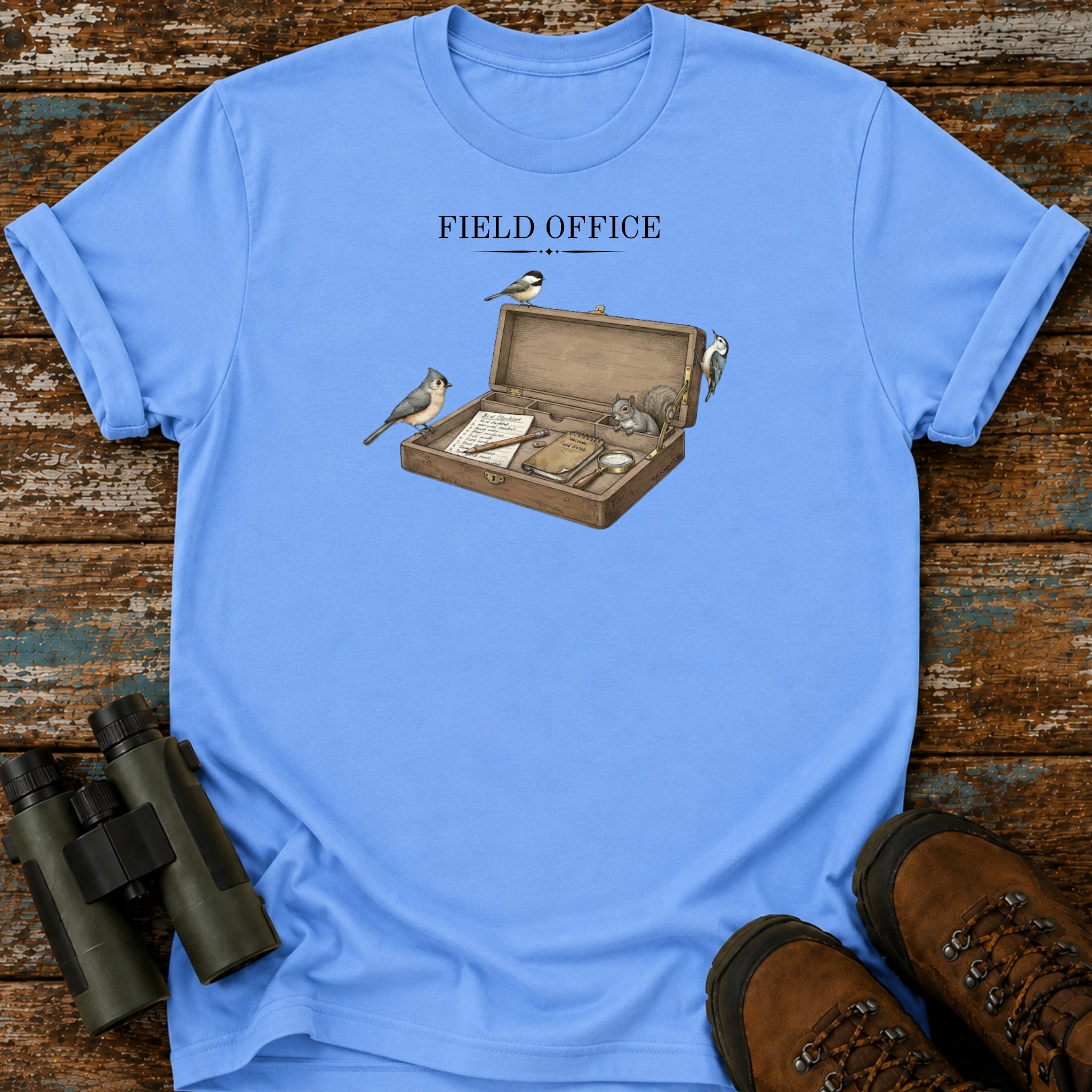 Field Office Birdwatching T-Shirt, Funny Birder Gift, Chickadee Titmouse Nuthatch Tee, Vintage Bird Watching Shirt, Nature Lover Gift