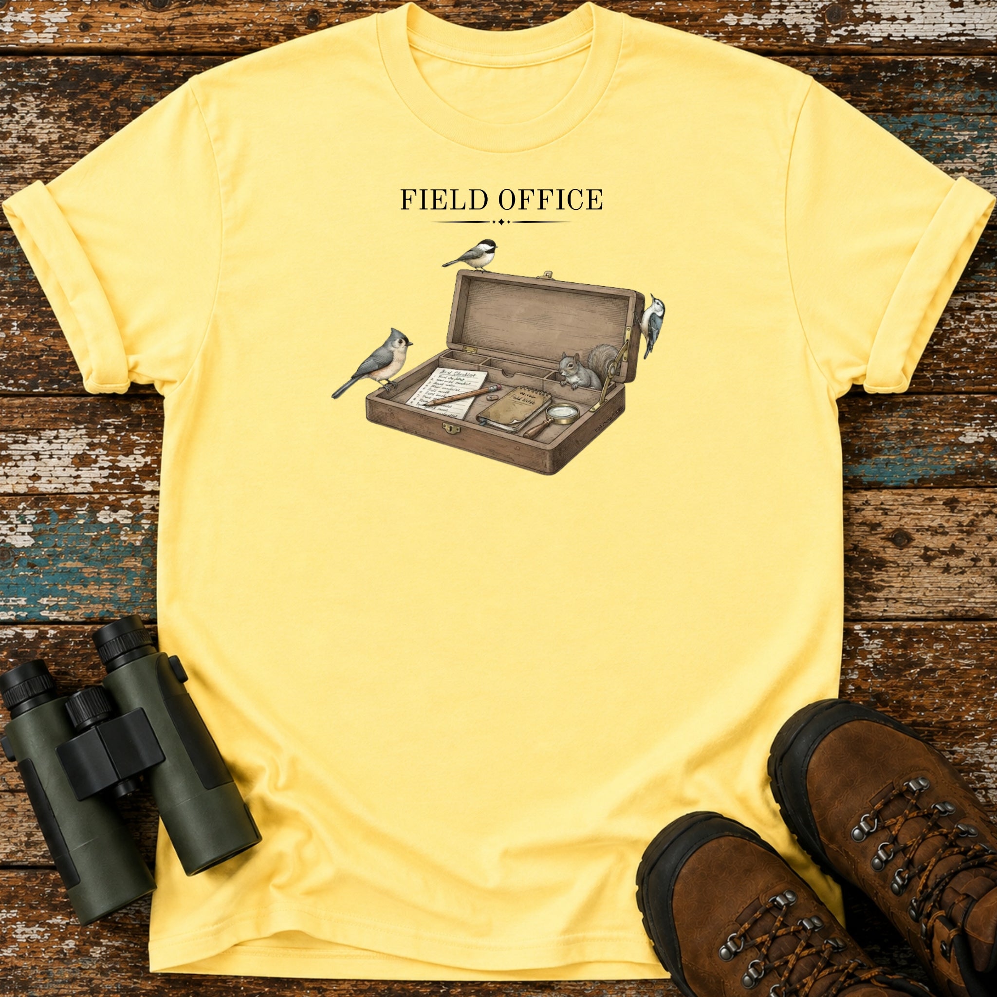 Field Office Birdwatching T-Shirt, Funny Birder Gift, Chickadee Titmouse Nuthatch Tee, Vintage Bird Watching Shirt, Nature Lover Gift
