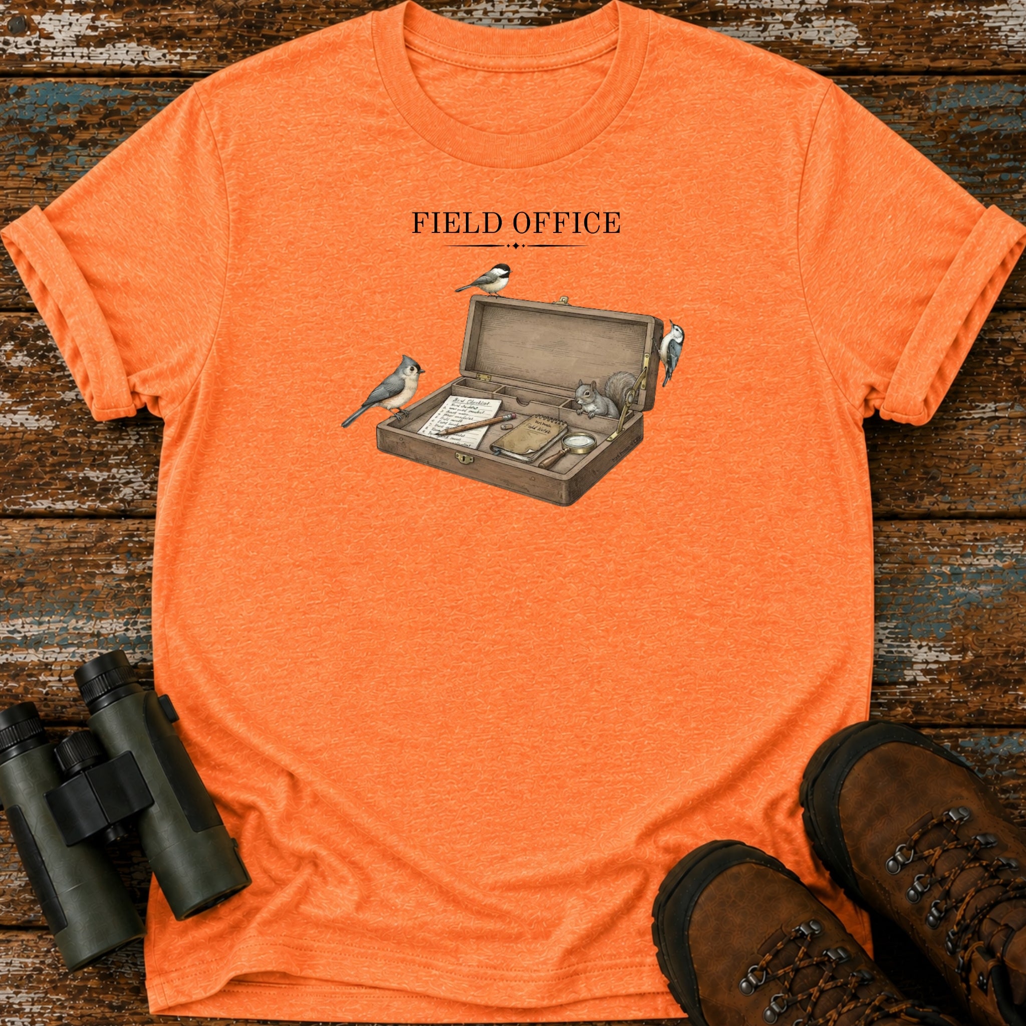 Field Office Birdwatching T-Shirt, Funny Birder Gift, Chickadee Titmouse Nuthatch Tee, Vintage Bird Watching Shirt, Nature Lover Gift