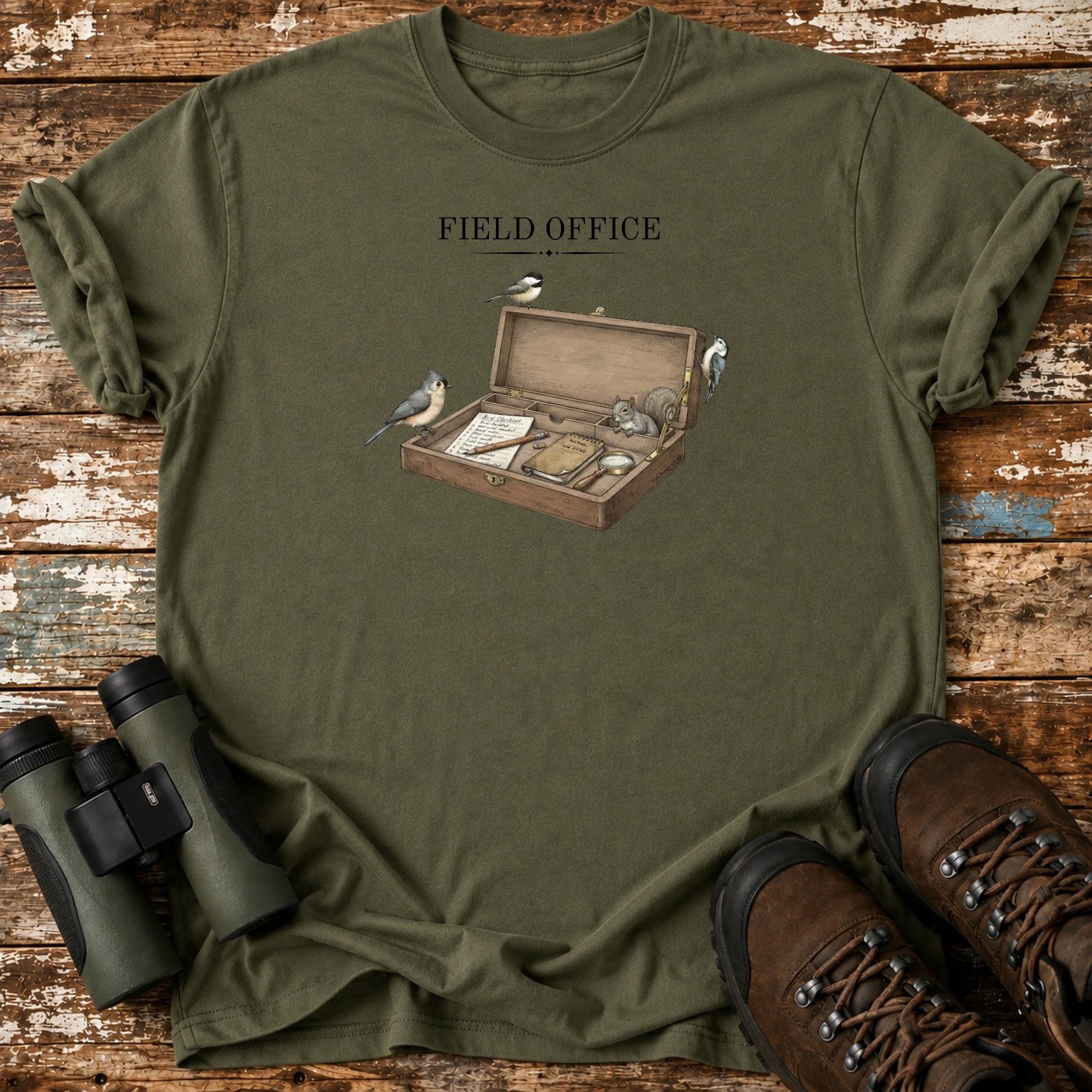 Field Office Birdwatching T-Shirt, Funny Birder Gift, Chickadee Titmouse Nuthatch Tee, Vintage Bird Watching Shirt, Nature Lover Gift