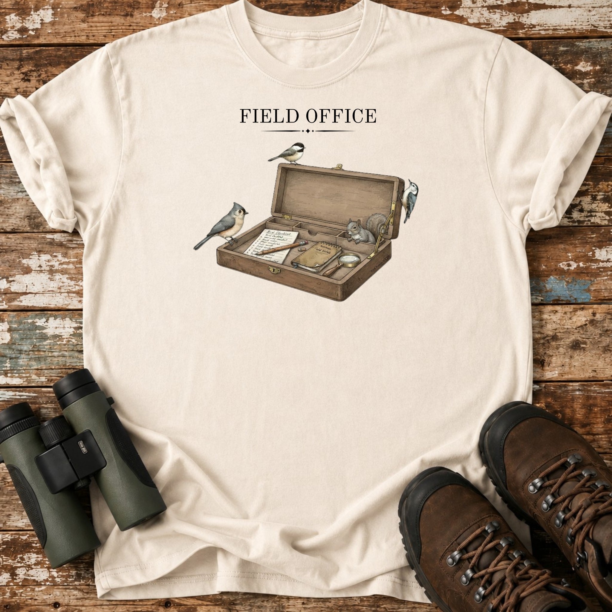 Field Office Birdwatching T-Shirt, Funny Birder Gift, Chickadee Titmouse Nuthatch Tee, Vintage Bird Watching Shirt, Nature Lover Gift