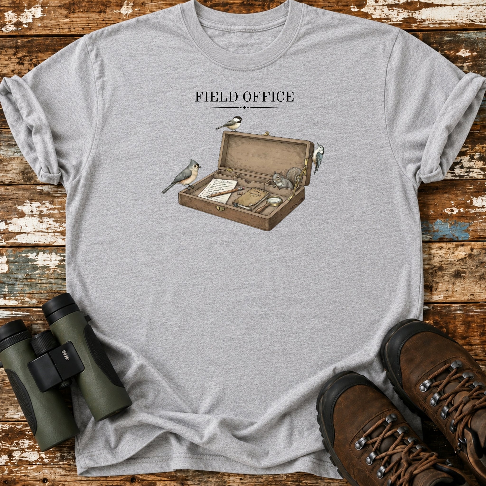 Field Office Birdwatching T-Shirt, Funny Birder Gift, Chickadee Titmouse Nuthatch Tee, Vintage Bird Watching Shirt, Nature Lover Gift