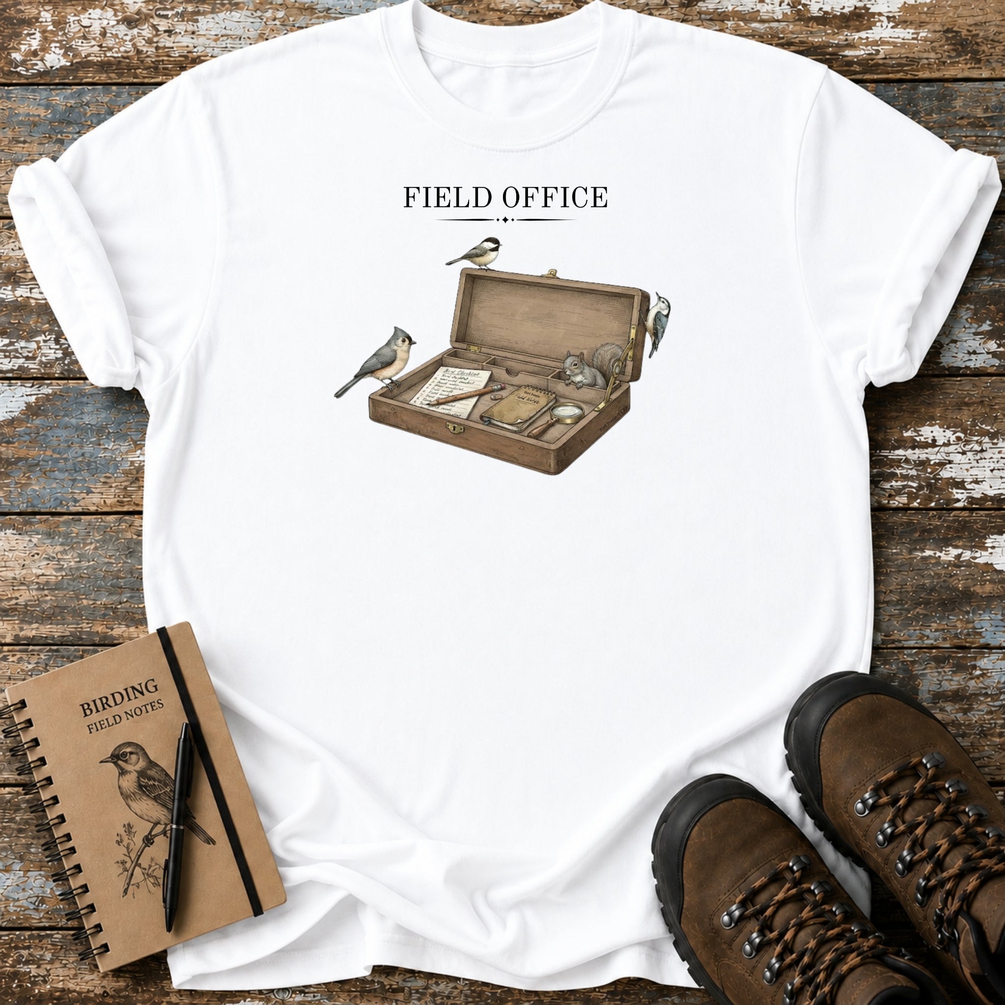 Field Office Birdwatching T-Shirt, Funny Birder Gift, Chickadee Titmouse Nuthatch Tee, Vintage Bird Watching Shirt, Nature Lover Gift