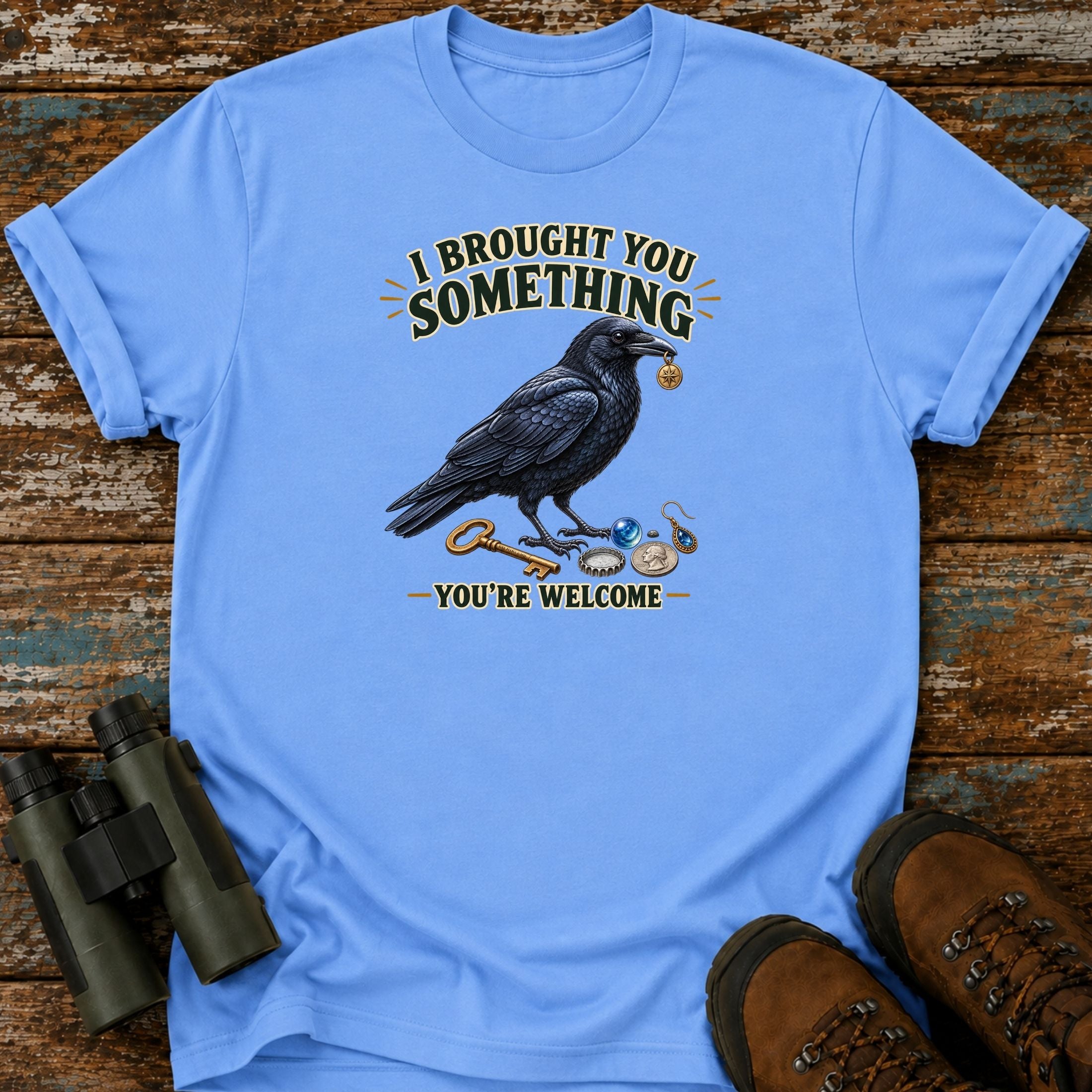 I Brought You Something Crow T-Shirt – Funny Birding Shirt