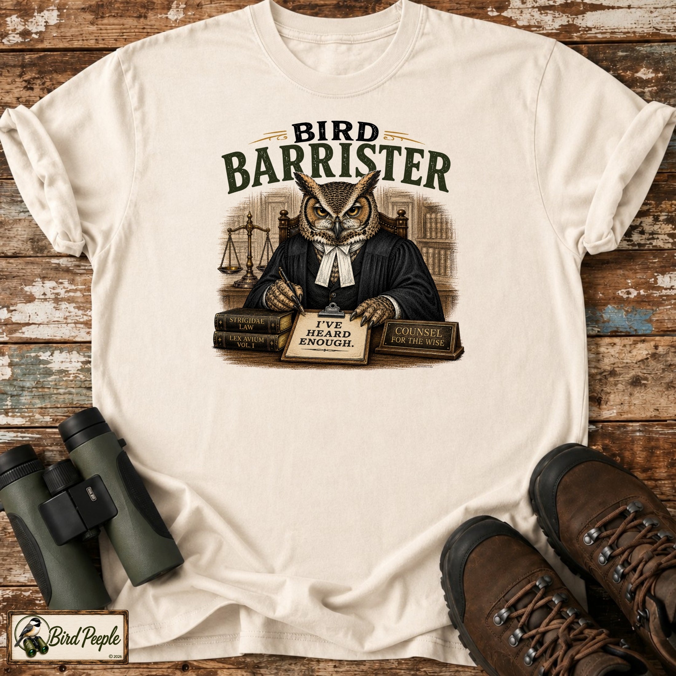 Bird Barrister Owl T-Shirt – Funny Owl Lawyer Shir