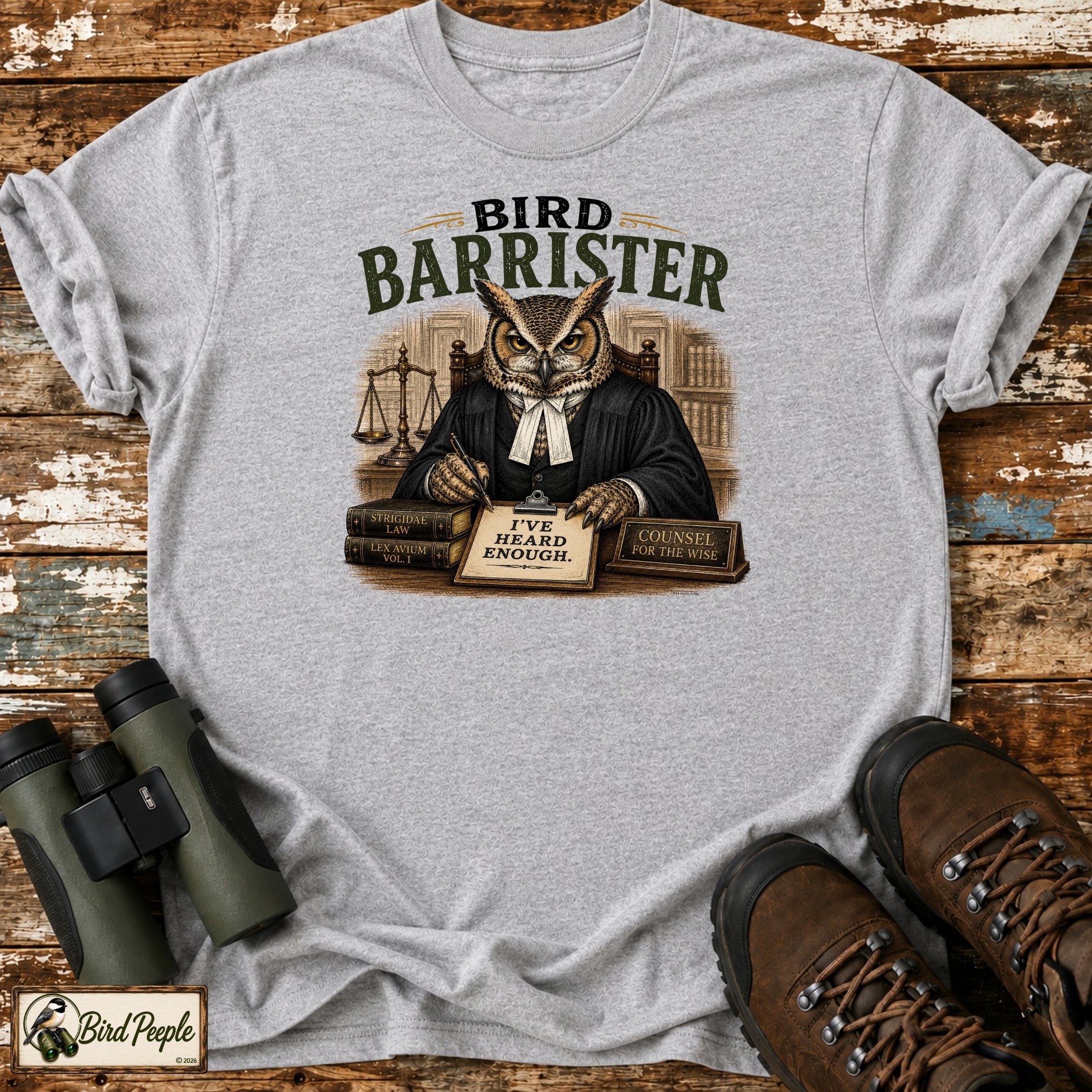 Bird Barrister Owl T-Shirt – Funny Owl Lawyer Shir