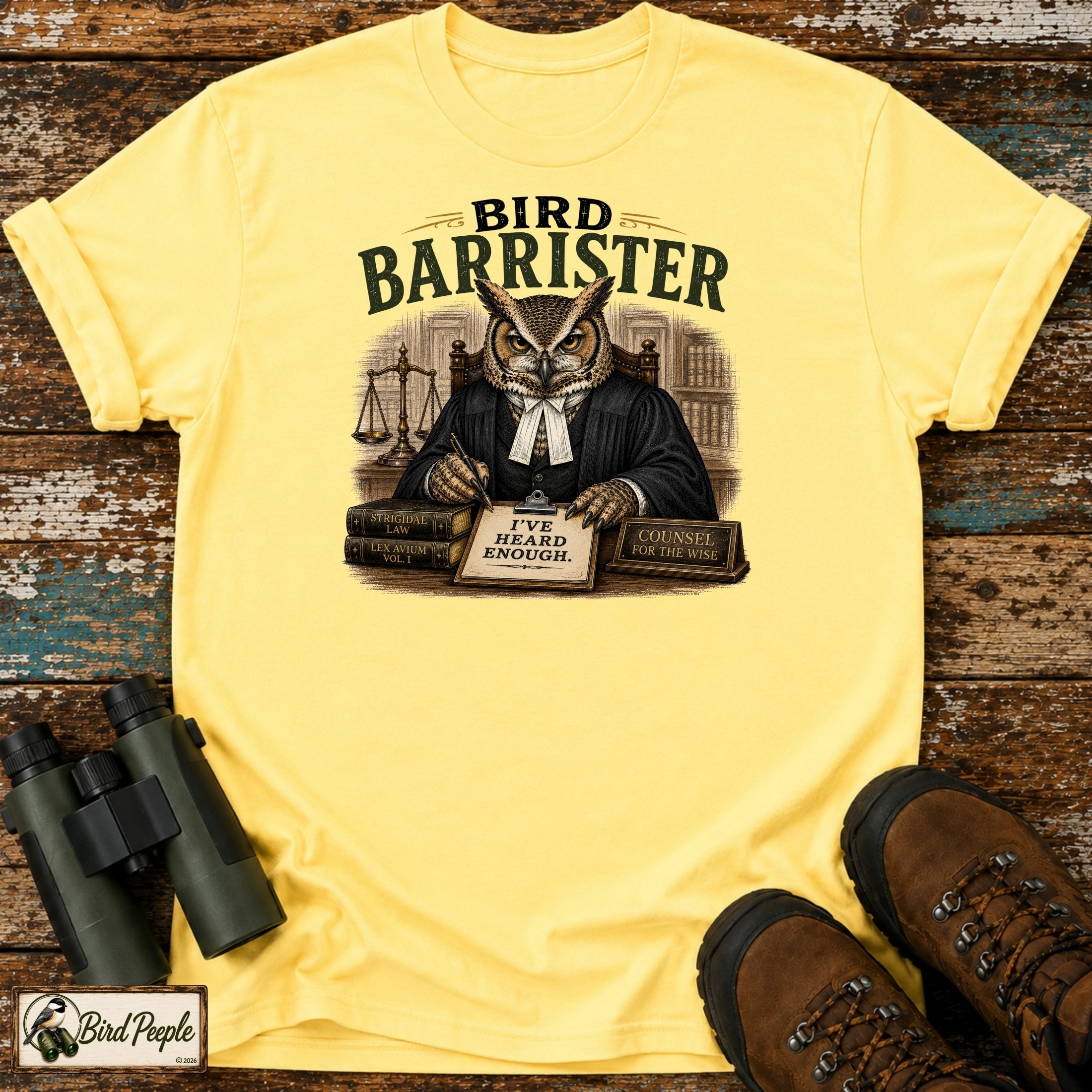 Bird Barrister Owl T-Shirt – Funny Owl Lawyer Shir