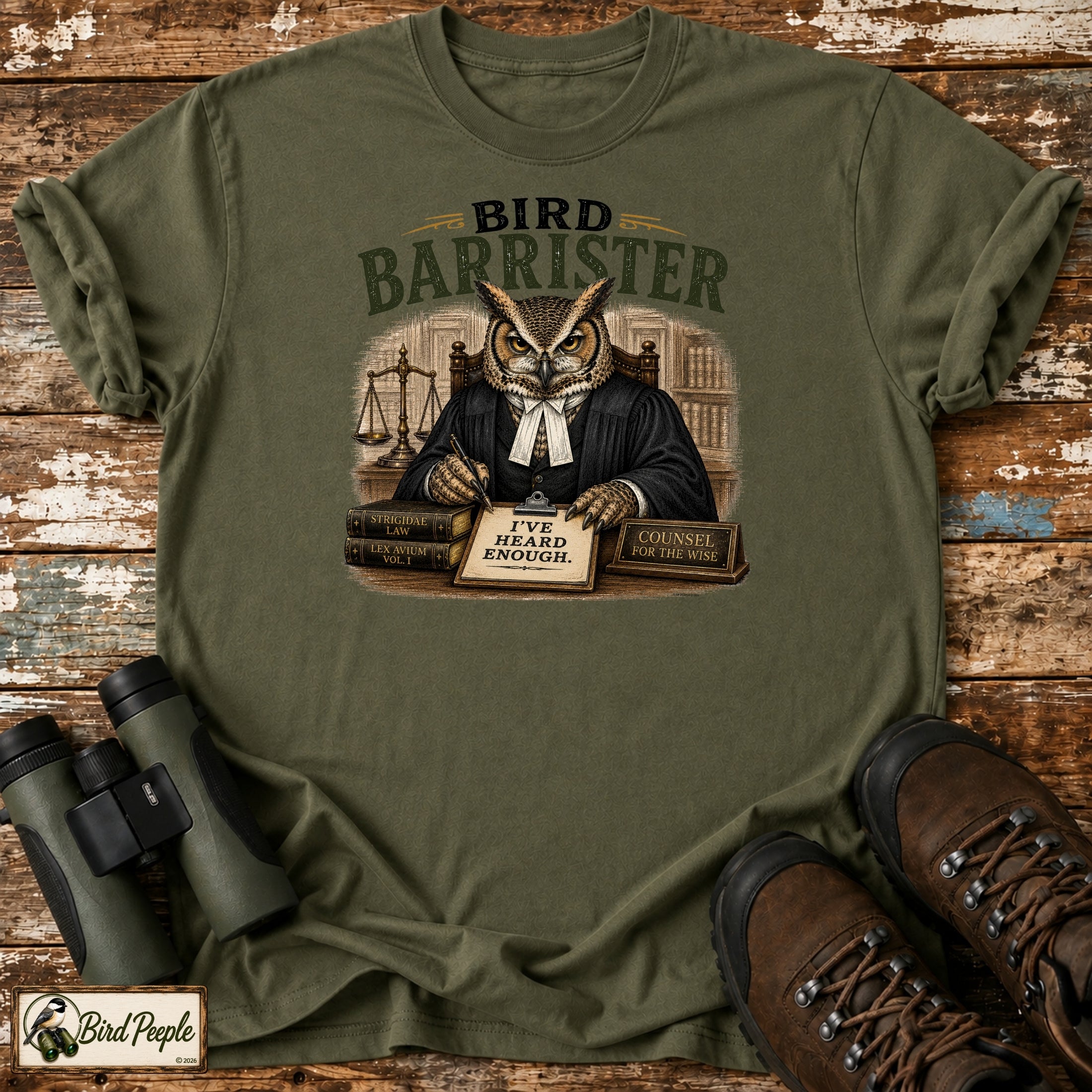 Bird Barrister Owl T-Shirt – Funny Owl Lawyer Shir