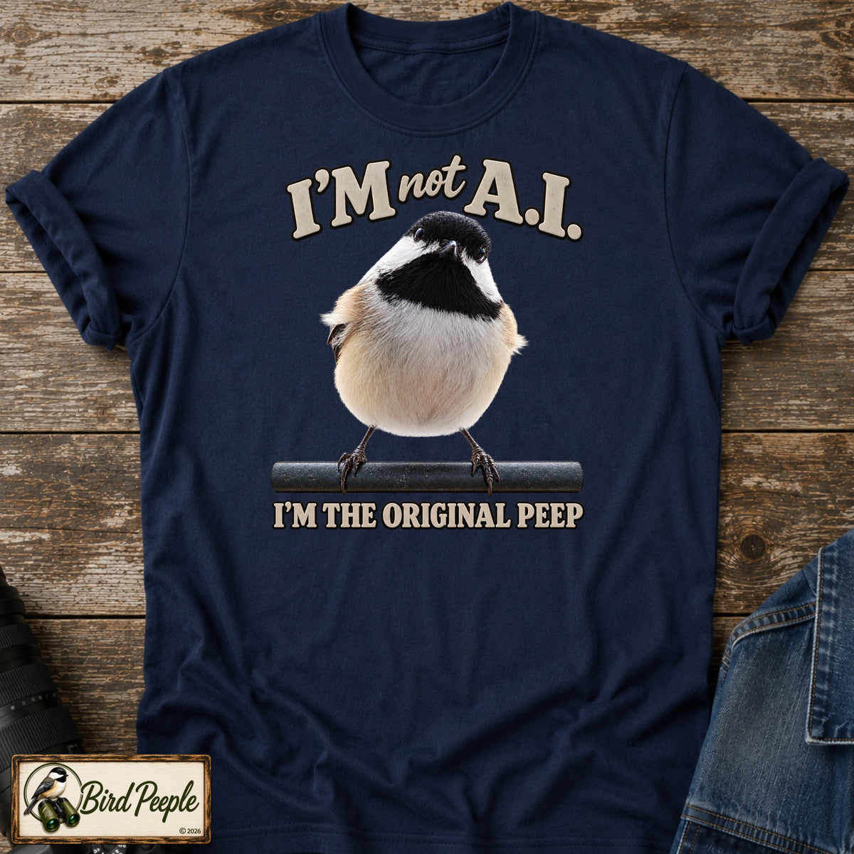 I'm Not AI – Original Peep Black-Capped Chickadee T-Shirt product image by Bird Peeple