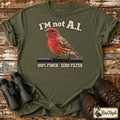 I'm Not AI – 100% Finch, Zero Filter | Male House Finch T-Shirt product image by Bird Peeple