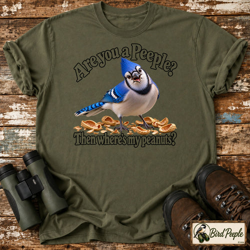 Are You a Peeple? Where’s My Peanuts? Blue Jay T-Shirt product image by Bird Peeple
