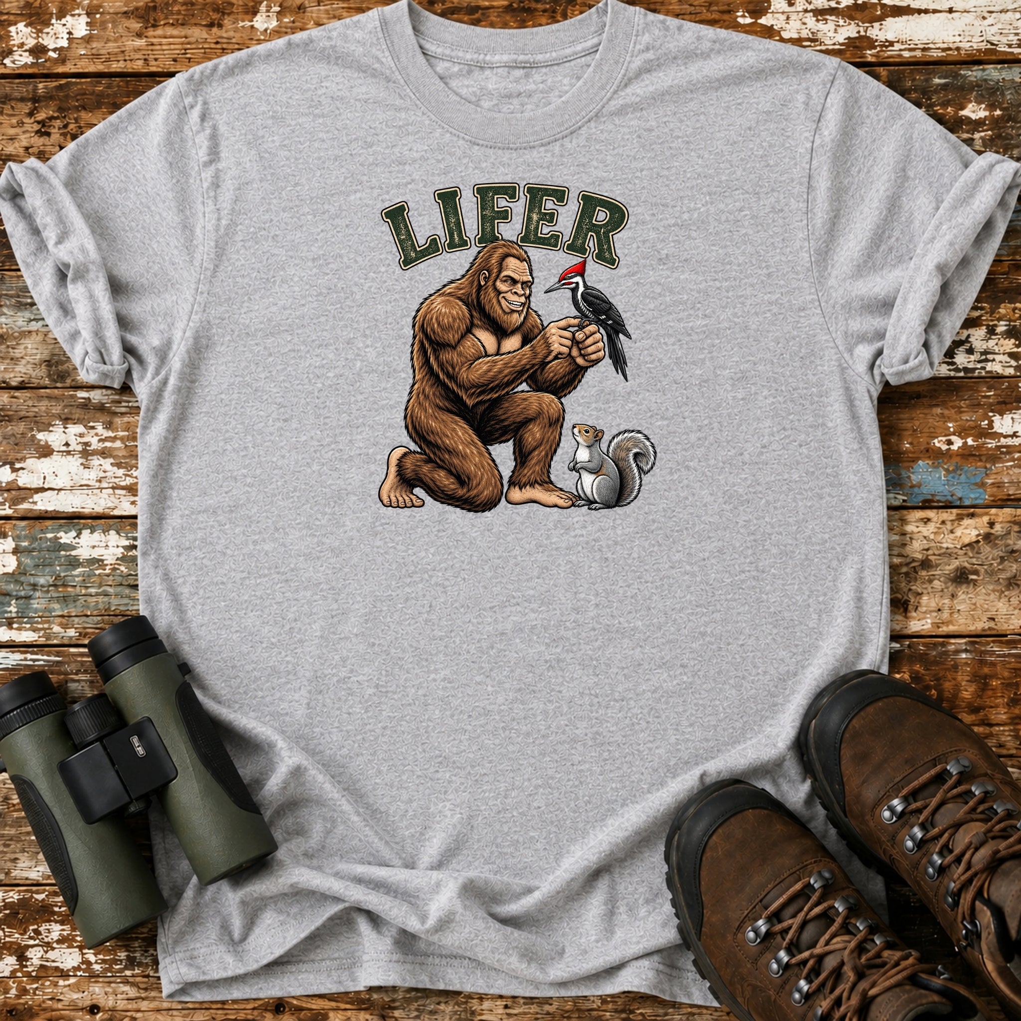 Bigfoot Lifer Pileated Woodpecker Birding T-Shirt