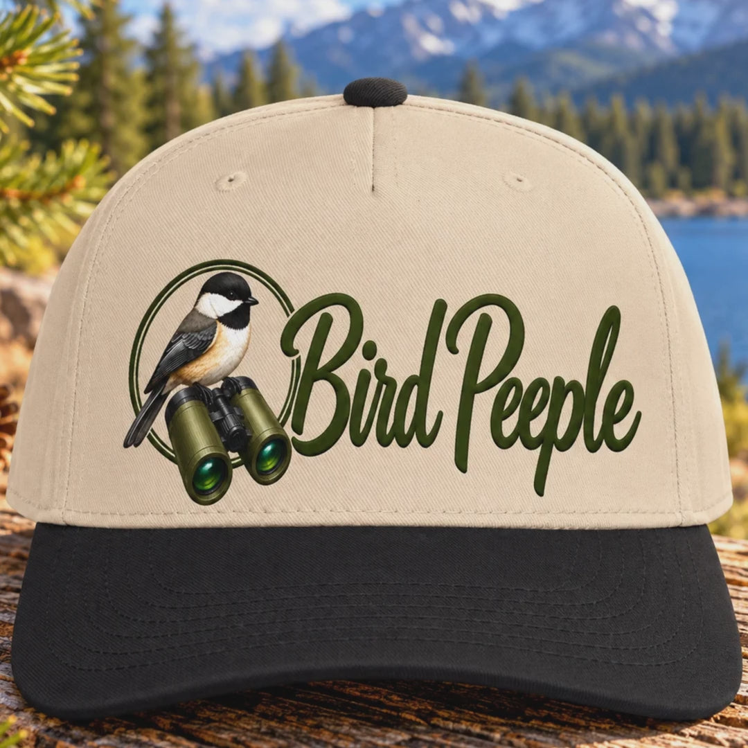 Bird Peeple Birding Hat – Chickadee & Binoculars Baseball Cap